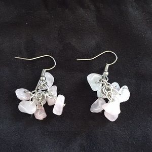 Rose quartz cluster earrings